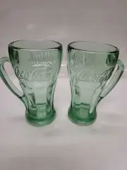 Vintage Coca-Cola Coke Diner Drinking Glass Green Tint Thick with Handle New