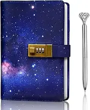Galaxy Diary with Lock, Journal with Lock bundled with Pen, Locking Journal with PU Leather, Notebook with Lock A5 size, Locked Journal, Journals with locks, Journal Lock