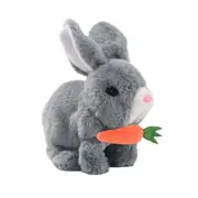 Electric Toy Interactive Walking Bunny Toy with Carrot Adorable Realistic Rabbit Plush Doll for Kids Gift