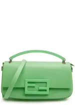 Fendi Patent Leather Top, Top Handle Bag, Bag, Green, Shoulder Strap One Size