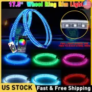 4x 17.5'' Double Row 60 LED Wheel Ring Lights Bluetooth Color RGB Rim Lights US