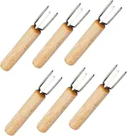 GANAZONO 6Pcs Portable BBQ Forks Stainless Steel Barbecue Skewers for Meat Cheese Fruit Corn Rustproof Easy to Clean Grill Tools for Home and Outdoor Cooking