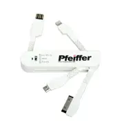 Pfeiffer 3 in 1 Charge/ Data Cable, white, in box with window and hang sell