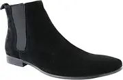 [Zasel] Andreas Black Suede Leather Slip On Dress Casual Work Shoes Mens Boots