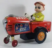 RED CHINA TIN TOY ME 797 TRACTOR MASSEY FERGUSON BATTERY OPERATED VINTAGE '60