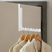 DNAMYJME Over The Door Drying Rack with 6 Slots Folding Over Door Clothing Rack Iron Over Door Hook Hangers No-Drilling Over Door Towel Racks Portable Hanging Hook Racks for Hats Scarf Closet(White)