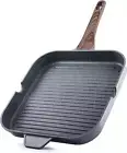 Nonstick Grill Pan for Stove Tops, Versatile Griddle with Pour Spouts, Square Bi