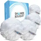Loofah Soft-White-Cloud XL Bath-Sponge 4-Pack // Extra Large 75g Mesh Loofa L...