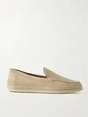 [Tod's] Tod's - Raffia-trimmed Suede Loafers - Beige - IT40.5 IT 40.5 Neutrals