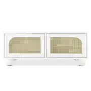 Carlo 110cm Rattan Coffee Table with Cabinet White