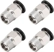 uxcell Straight Pneumatic Push to Quick Connect Fittings 1/4NPT Male x 8mm Tube OD Silver Tone 4pcs