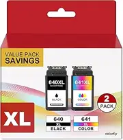 [Colorfly] Remanufactured 640 XL 641 XL Ink Cartridges Replacement for Canon 640XL 641XL Combo Pack PG640xl Black CL641xl Color Works for Pixma MG3660 TS5160 MG2260 MG2160 MG3160 (1 Black 1 Color)