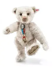 "STEIFF “GREAT AMERICAN BEAR TEDDY ROOSEVELT “ EAN 682619 SMOKY WHITE MOHAIR 14