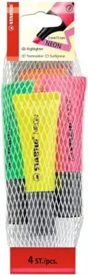 Highlighter - STABILO NEON Pack of 4 Assorted Colours