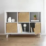 [AELS] 13" Handwoven Natural Fibre Doors for Cube Storage - Set of 3, Boho Straw Shelf Cover - Rustic Farmhouse Decor - Fit IKEA Kallax - Natural (Door ONLY)