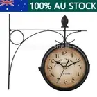 Double Side Wall Clock Decorative Battery Powered for Patio Indoor Outdoor