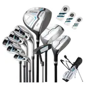 Costway 15PCS Men's Portable Complete Golf Club Set Stand Bag White