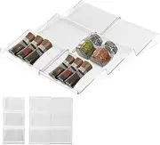 Spice Organizer in Drawer,Drawer Spice Organizer Rack,Drawer Spice Rack,Spice Rack Drawer,Deluxe Spice Rack Drawer Organizer,Drawer Spice Rack with 3 Tiles for Reasoning Jar