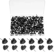 Piriuuo 100 Pcs Heart Push Pins, Cute Thumb Tacks Plastic Push Pins Map Tacks with Steel Point Decorative Push Pins for Home School Office Notice Board Cork Board(Black)