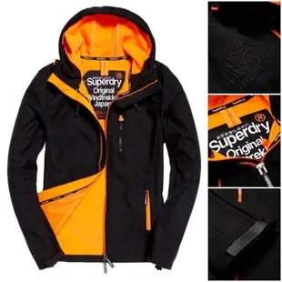 跩狗嚴選 極度乾燥 Superdry Trekker 風衣 刷毛 外套 彈性材質 黑橘 低調新設計壓印Logo