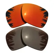 Orange Red Mirrored&Brown Replacement Lenses for-Oakley Deviation Polarized