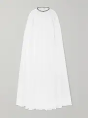 [MONIQUE LHUILLIER] MONIQUE LHUILLIER - Brie Crystal-embellished Swiss-dot Tulle Cape - White - large large White