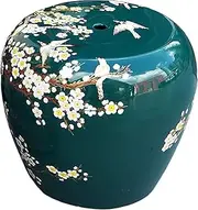 Ceramic Drum Table Decorative Garden stools, Decorative Ceramic Garden Stool, Glazed Hand-Painted Flower and Bird Shoe Changing Stool Drum Stool, Suitable for Outdoor Garden, Living Room, Terrace(DAR