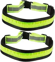 YARNOW 2Pcs LED Reflective Running Belt USB Rechargeable Waist Light for Night Safety Adjustable Glowing Waistband for Running Cycling Hiking Camping Activities