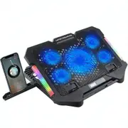 5-fan Laptop Cooling Pad with Adjustable Stand and Phone Holder