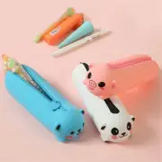 Silicone Pencil Case Cute Bear Panda Tiger Soft Pen Container Creative Ruler Bag