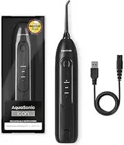 AquaSonic Icon Water Flosser for Teeth – Cordless Rechargeable Oral Irrigator – Waterproof, Portable Dental Cleaning with Jet Tip – Braces Home Travel - Onyx