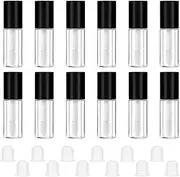 12pcs Mini Lip Gloss Tubes,3ml Empty Lip Gloss Tubes with Wand,Lipgloss Containers Empty for Lipstick Samples Lip Balms Lip Gloss Making, Lip Oil DIY, Black & White, 3ml/0.1 OZ