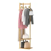 Bamboo Garment Coat Clothes Stand Rack Hat Shoe Wooden Hanger Shelf Tidy