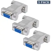 3x DB9 RS-232 9 Pin Serial Port Null Modem Adapter Female/Female Gender Changer