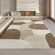 Beige Brown Geometric Carpet Minimalist Cream Style Rug Huge Living Room Carpets Comfortable Soft Bedroom Rugs,YHT015,2,C,300x400CM