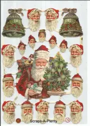 German Embossed SILVER GLITTER Scrap Die Cut - Christmas Santa WOW EF7220G