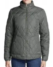 Eddie Bauer Womens Year Round MOD Quilted Field Jacket Caper Green Medium New