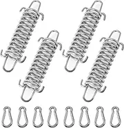 Beiyan Tension Spring Tension Springs Set, 4 Pieces Stainless Steel Awning Tension Spring with 8 Carabiners, Tension Spring Awning, High-Strength Awning Mounting Set for Camping Tent, Awning