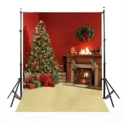 Merry Christmas Tree fireplace Backdrop Vinyl Photography Photo Background 5X7FT