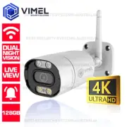 24/7 Powered WIFI Bullet Security Camera 128GB ULTRA HD 4K LIVE Alert Sensor