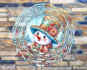 10" Christmas Vintage Decorated Snowman Wind Spinner Yard Decor Kinetic rws149