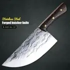 Handmade Butcher Knife Forged Steel Wood Handle Cleaver Chef Chopping Slicing 8"