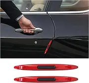 Sylvil 2 PCS Car Door Edge Guard Protectors, Anti-Collision Silicone Side Door Edge Sticker Strips, Electrostatic Eliminating Strip with Air Bags, Universal Auto Body Accessories (Red)