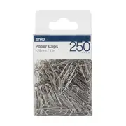 250 Pack 28mm Paper Clips - Silver