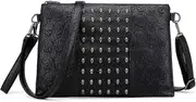 Women Punk Skull Print Clutch Satchel Shoulder Tote Handbag Purse Black