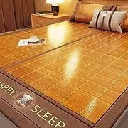 GUAWJRZDP Summer Cooling Bamboo Mat, Foldable Double Sided Bamboo Mat for Bed, Double-Sided Cooling Bed Sheet Air Conditioning Mat, Smooth Breathable Bamboo Sleeping Mat, for Bedroom, Living Room(200x