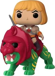 Funko PoP! Masters of The Universe - He-Man on Battlecat Flocked Vinyl Figure, 10 cm Height