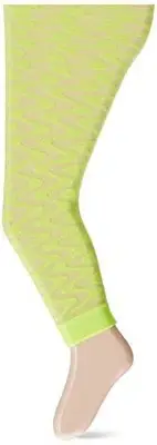 Jefferies Socks Big Girls' Wave Footless Tight, Neon Lime, 6-8 Years