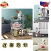 Durable 3-Tier Acrylic Storage Cart with Lockable Wheels - Space-Saving Design