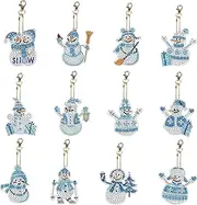 Rhinestone Painting Keychains - 12x Christmas Crafts Kit,Christmas Crafts, Rhinestone Art, Double Sided Key Rings